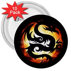 Dragon Fire Monster Creature 3  Buttons (10 pack) 