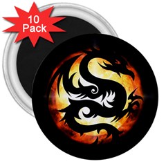 Dragon Fire Monster Creature 3  Magnets (10 Pack)  by Nexatart