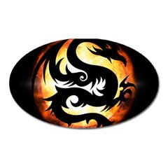 Dragon Fire Monster Creature Oval Magnet by Nexatart