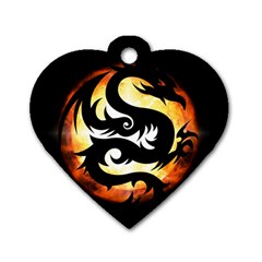 Dragon Fire Monster Creature Dog Tag Heart (Two Sides)