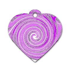 Digital Purple Party Pattern Dog Tag Heart (one Side) by Nexatart