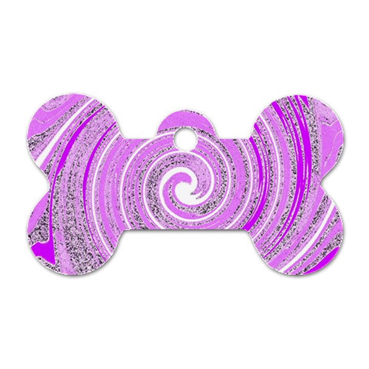 Digital Purple Party Pattern Dog Tag Bone (One Side)