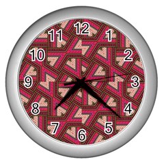 Digital Raspberry Pink Colorful Wall Clocks (silver)  by Nexatart