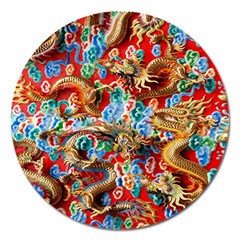 Dragons China Thailand Ornament Magnet 5  (round) by Nexatart