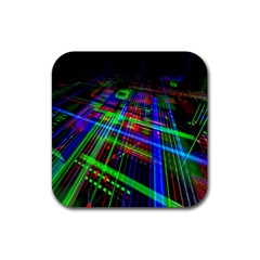 Electronics Board Computer Trace Rubber Coaster (square)  by Nexatart