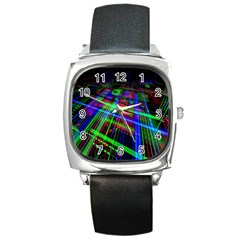 Electronics Board Computer Trace Square Metal Watch by Nexatart