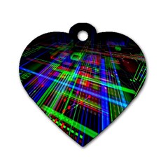 Electronics Board Computer Trace Dog Tag Heart (one Side) by Nexatart