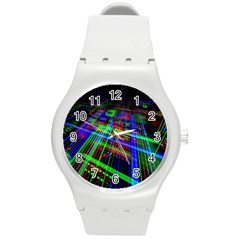 Electronics Board Computer Trace Round Plastic Sport Watch (m) by Nexatart