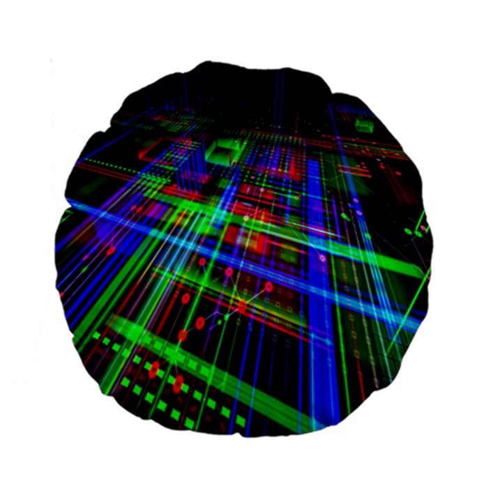 Electronics Board Computer Trace Standard 15  Premium Round Cushions