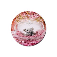 Elephant Heart Plush Vertical Toy Rubber Round Coaster (4 Pack)  by Nexatart