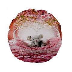 Elephant Heart Plush Vertical Toy Standard 15  Premium Flano Round Cushions by Nexatart