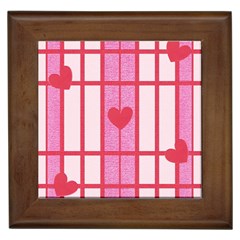 Fabric Magenta Texture Textile Love Hearth Framed Tiles by Nexatart