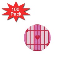 Fabric Magenta Texture Textile Love Hearth 1  Mini Buttons (100 Pack)  by Nexatart