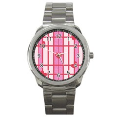 Fabric Magenta Texture Textile Love Hearth Sport Metal Watch by Nexatart