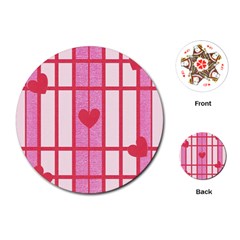 Fabric Magenta Texture Textile Love Hearth Playing Cards (round)  by Nexatart