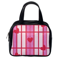 Fabric Magenta Texture Textile Love Hearth Classic Handbags (one Side) by Nexatart