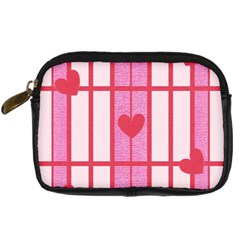 Fabric Magenta Texture Textile Love Hearth Digital Camera Cases by Nexatart