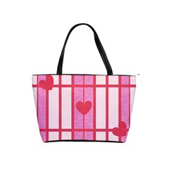 Fabric Magenta Texture Textile Love Hearth Shoulder Handbags by Nexatart