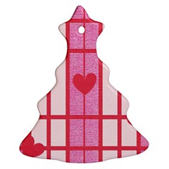 Fabric Magenta Texture Textile Love Hearth Ornament (christmas Tree)  by Nexatart