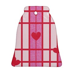 Fabric Magenta Texture Textile Love Hearth Bell Ornament (two Sides) by Nexatart