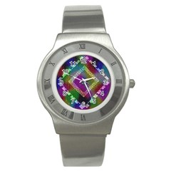 Embroidered Fabric Pattern Stainless Steel Watch