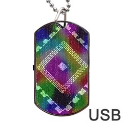 Embroidered Fabric Pattern Dog Tag Usb Flash (one Side)