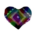 Embroidered Fabric Pattern Standard 16  Premium Heart Shape Cushions Front