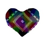 Embroidered Fabric Pattern Standard 16  Premium Heart Shape Cushions Back