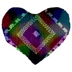 Embroidered Fabric Pattern Large 19  Premium Heart Shape Cushions Back