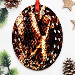 Fabric Yikes Texture Oval Filigree Ornament (Two Sides)