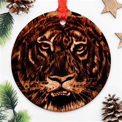 Eye Of The Tiger Round Ornament (two Sides) by Nexatart