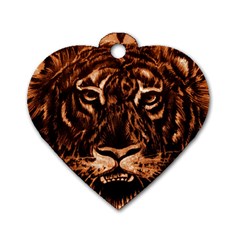 Eye Of The Tiger Dog Tag Heart (two Sides) by Nexatart