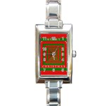 Fabric 3d Merry Christmas Rectangle Italian Charm Watch Front