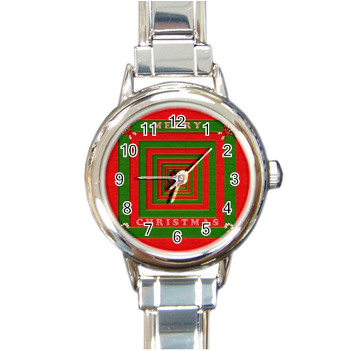 Fabric 3d Merry Christmas Round Italian Charm Watch