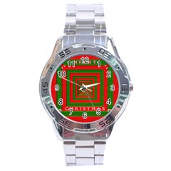 Fabric 3d Merry Christmas Stainless Steel Analogue Watch by Nexatart