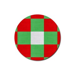 Fabric Christmas Colors Bright Rubber Round Coaster (4 Pack)  by Nexatart