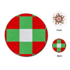 Fabric Christmas Colors Bright Playing Cards (round) 