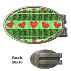 Fabric Christmas Hearts Texture Money Clips (oval) 