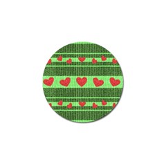 Fabric Christmas Hearts Texture Golf Ball Marker (10 Pack) by Nexatart