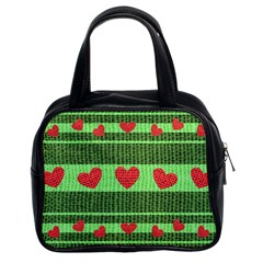 Fabric Christmas Hearts Texture Classic Handbags (2 Sides) by Nexatart