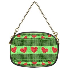 Fabric Christmas Hearts Texture Chain Purses (one Side)  by Nexatart