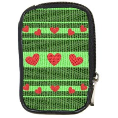 Fabric Christmas Hearts Texture Compact Camera Cases by Nexatart