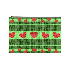 Fabric Christmas Hearts Texture Cosmetic Bag (large)  by Nexatart