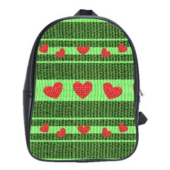 Fabric Christmas Hearts Texture School Bags(large)  by Nexatart