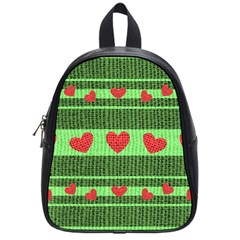 Fabric Christmas Hearts Texture School Bags (small)  by Nexatart