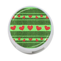 Fabric Christmas Hearts Texture 4-port Usb Hub (two Sides)  by Nexatart