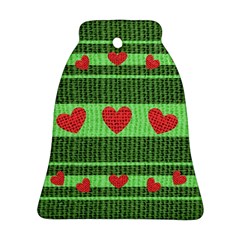 Fabric Christmas Hearts Texture Bell Ornament (two Sides) by Nexatart