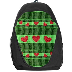 Fabric Christmas Hearts Texture Backpack Bag by Nexatart