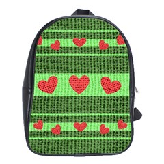 Fabric Christmas Hearts Texture School Bags (xl)  by Nexatart