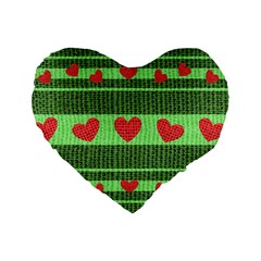 Fabric Christmas Hearts Texture Standard 16  Premium Heart Shape Cushions by Nexatart